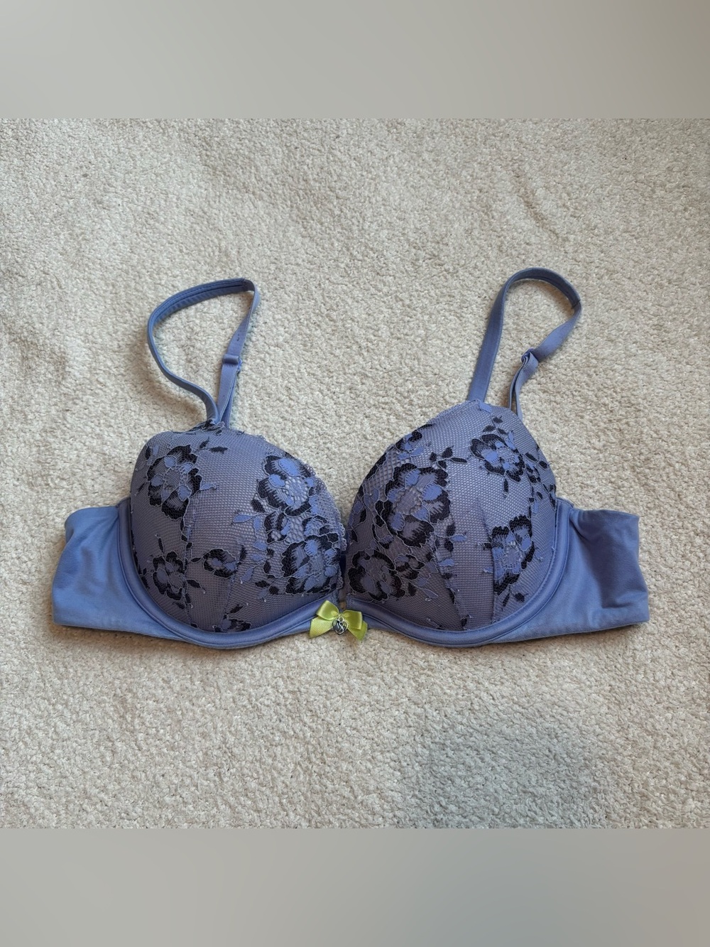 Victoria Secret Body by Victoria Purple Black Lace Push Up Bra 34B
